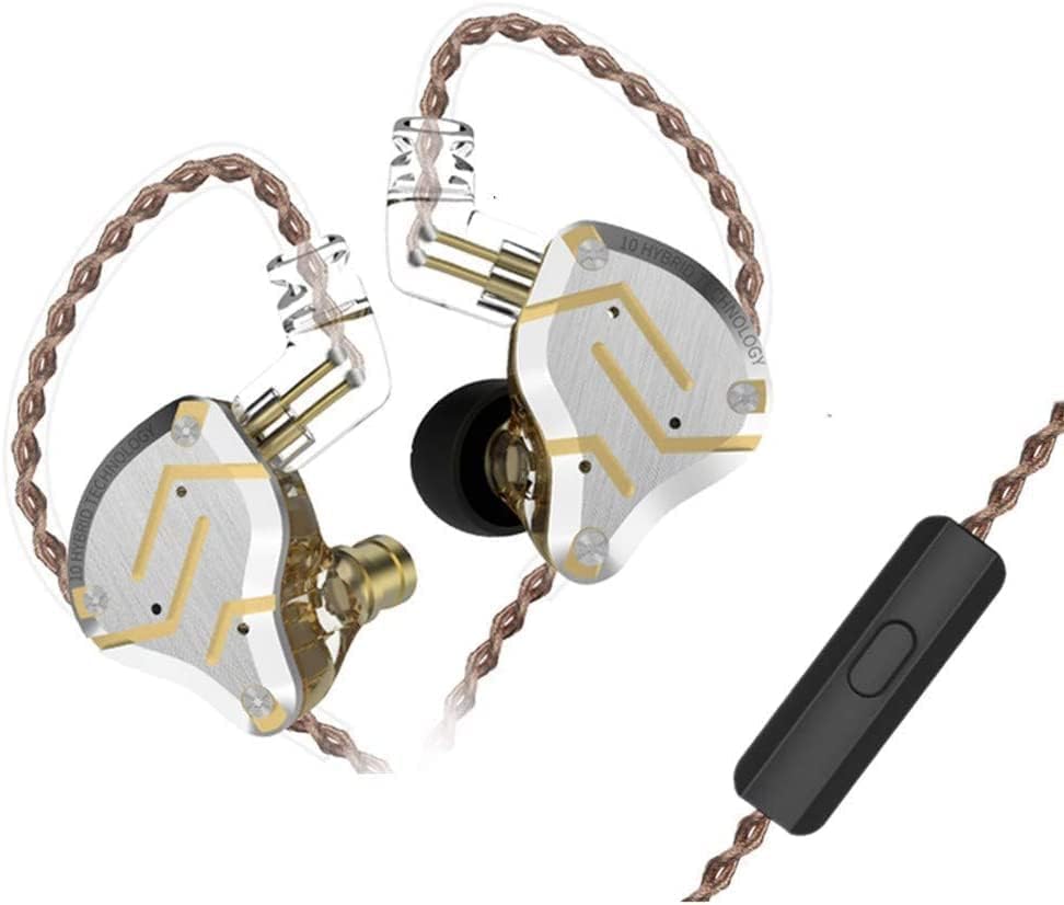 Best Wired Headphone, KZ ZS10 Pro IEM in Ear Monitor (Gold, with Mic) Thumbnail
