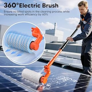 Kit de nettoyage pour panneaux solaires électriques de 6,2 m, poteau extensible pour le nettoyage des fenêtres, poteau télescopique 5 phases, brosse de nettoyage de fenêtre à 2 vitesses pour toits de