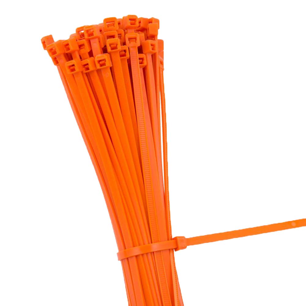100 Pack Cable Ties 300mm x 4.8mm Nylon Plastic Strong Zip Tie Wraps (Orange)