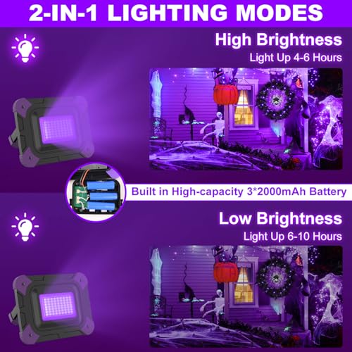Rechargeable LED Black Light, Battery Powered Blacklight, Cordless Ultraviolet Flood Light, Waterproof Black Lights for Outdoor Glow Party, Body Paint, Fluorescent Poster, Night Fishing,Stage Lighting — view 5