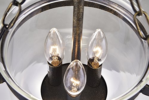 Edvivi Belita Glass Semi Flush Mount Chandelier, 3 Lights Transitional Lighting Fixture With Antique Bronze Finish, Ceiling Light Fixture With Clear Bell Glass Shade, Entryway, Kitchen Island #TOP4