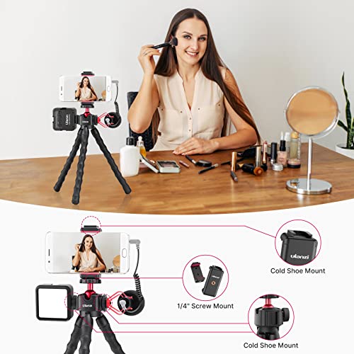 ULANZI Kit de Vlogging para iPhone, Tripé Flexível para Celular, Suporte para iPhone para Gravação d