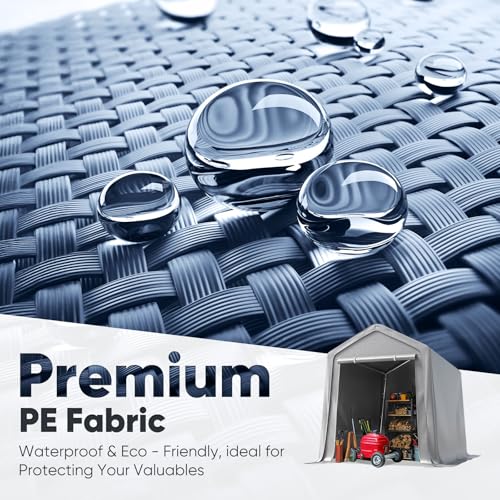 image for Quictent Heavy Duty 6x8FT Carport Shelter with Roll-Up Mesh Windows & 