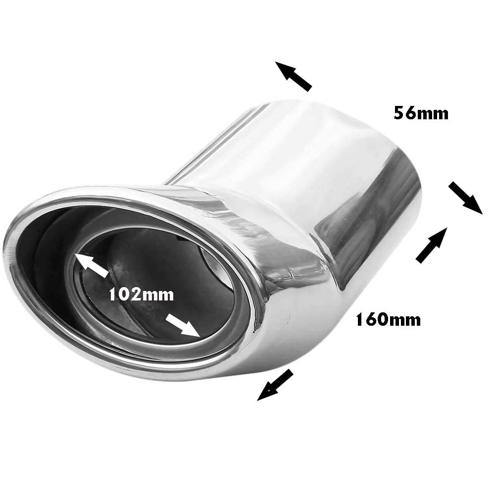 Universale 3176: Tubo Di Scarico Terminale Cromato In Acciaio Inox - Punta Silenziatore Universale Compatibile Con Audi, BMW, Mercedes, Fiat, Ford, Volkswagen E Molte Altre