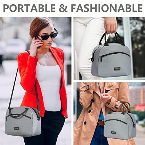Lunch Bag Women Insulated Lunch Bag For Men Waterproof Lunch Cooler Bag Insulated Lunch Box For Women Portable Reusable Lunch Bag Two-Tone,With Adjustable Shoulder Strap For Many Occasions,Gray-Black #TOP6