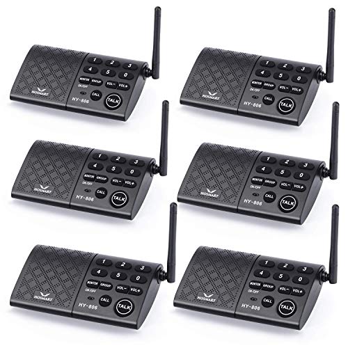 Hosmart Portable Wireless Intercom System,1/2Mile 6-Channel Security Wireless Intercom System for Home or Office [6 Stations Black]