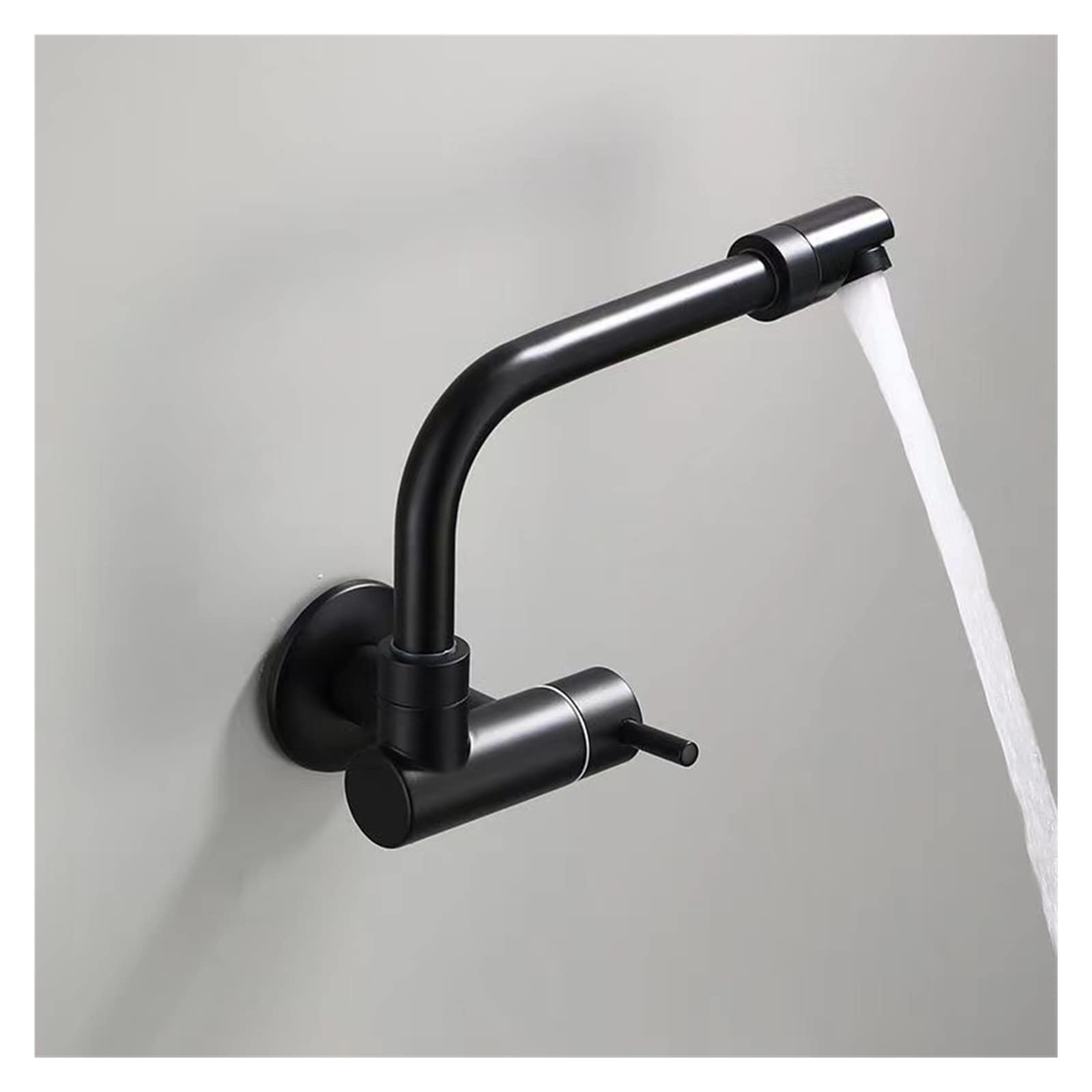 Robinet d'eau froide noir G1/2 rotatif pour évier cuisine et lavabo