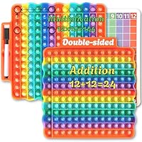Times Table Poppet 12x12 12+12 Multiplication Addition Tables for Kids Multiplying Pop It Push Bubble Math Game, Number Sensory Fidget Popper with Erasable Chart & Marker