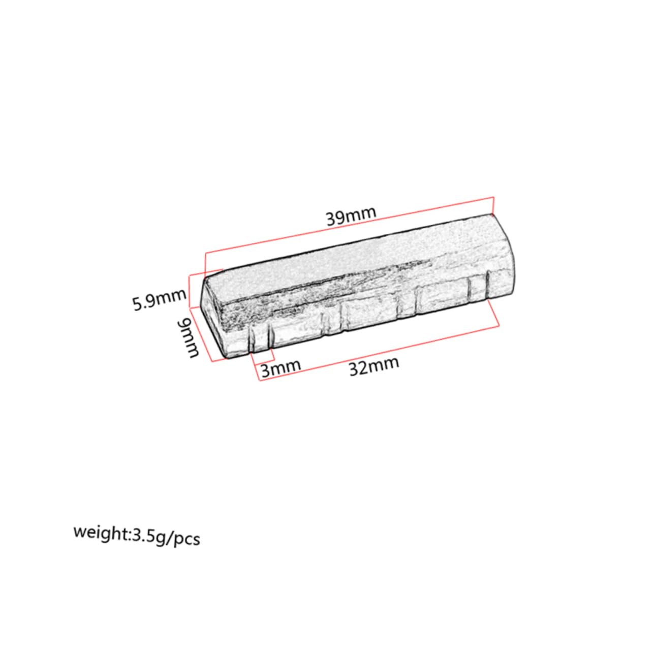 HANABASS 8 String String Bone Guitar Nut Pre Slotted Replacement Accessory for Guitar Bass Lightweight Easy to Install Random Color Durable Tone Enhancer Random Color