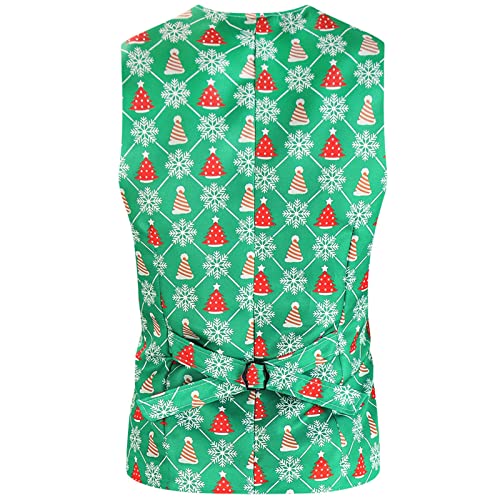 YHEGHT Terno masculino moda casual de Natal estampado colete calças conjunto de duas peças roupas de
