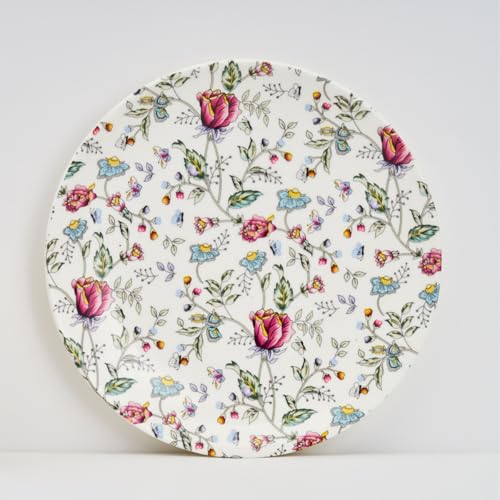 Image of GOLDEN QUEEN'S Snack Plates Set of 4 | Perfect for Snacks, Desserts, Appetizers, Salads, Tapas, Cheese | 7 inches Wide | Microwave Safe (Pink Shrub)