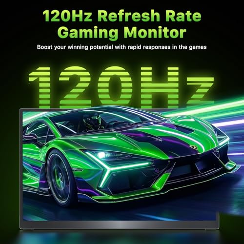 Image of Upperizon Portable Monitor 18.5 inch 2K QHD 120% sRGB 120Hz IPS HDR HDMI USB-C Travel Monitor for Laptop MacBook PC Surface PS5 Xbox, Large External Display with Kickstand & Speakers, VESA Compatible
