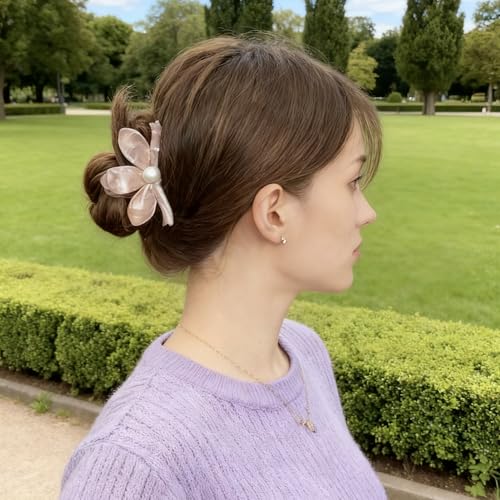 2 piezas pinzas para el cabello con flores y perlas miniatura 4