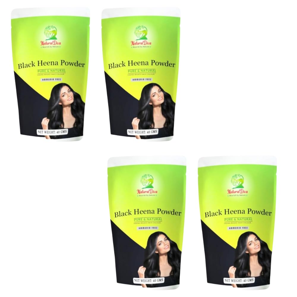 Pack of 4 Natural Henna Black Powder for shining hair | hair coloring | Chemical-free black henna powder | 160gms-picture-12