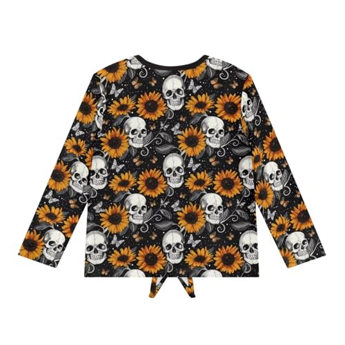 Halloween Shirts for Girls Kids Long Sleeve Tees Top Fall T-Shirt Tie Knot Front Blouse Kids School Clothes2