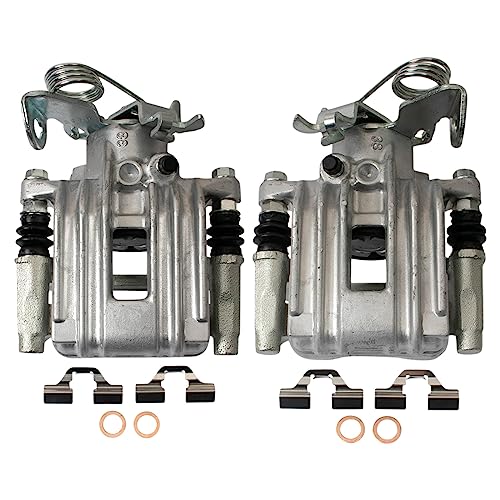 Image of TRQ Rear Brake Caliper Set Zinc Coated Brackets Compatible with 1999 Audi A6 1998-2004 A6 Quattro 2001-2005 Allroad Quattro 2000-2005 Volkswagen Passat