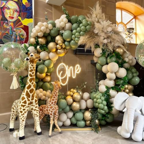 Image of KBZVNAF Sage Green Latex Party Balloons 50 Pack 12 inch | Olive Green Helium Matte Balloons for Birthday Wedding Baby Shower Jungle Safari Theme Party Decorations