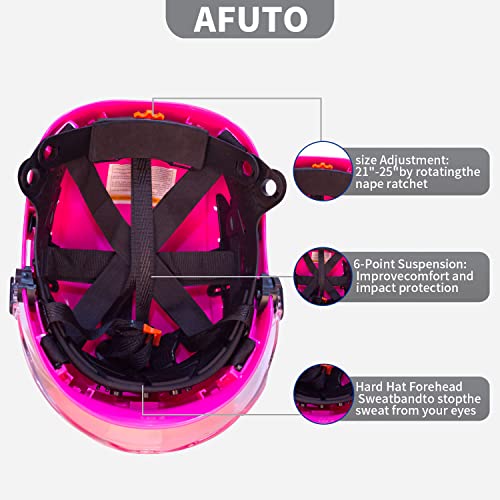 Pink Hard Hats For Women Lightweight 6-Point Suspension Ansi Z89.1 Approved Abs Hardhats Goggles With Reflective Decals For Construction Industrial Work (Pink 01) #TOP3