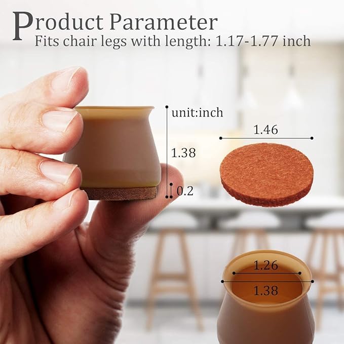Prostuff.in® Silicone Chair Leg Floor Protectors – 4 Pcs | Rubber Chair Leg Caps Furniture Protector to Prevent Scratches, Reduce Noise, Anti-Slip | Furniture Leg Covers for Chair, Stool Table,Brown 4
