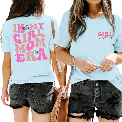 Image of Mama Shirts for Women in My Girl Mom Era Shirt Funny Letter Printed Graphic Tees Casual Tops