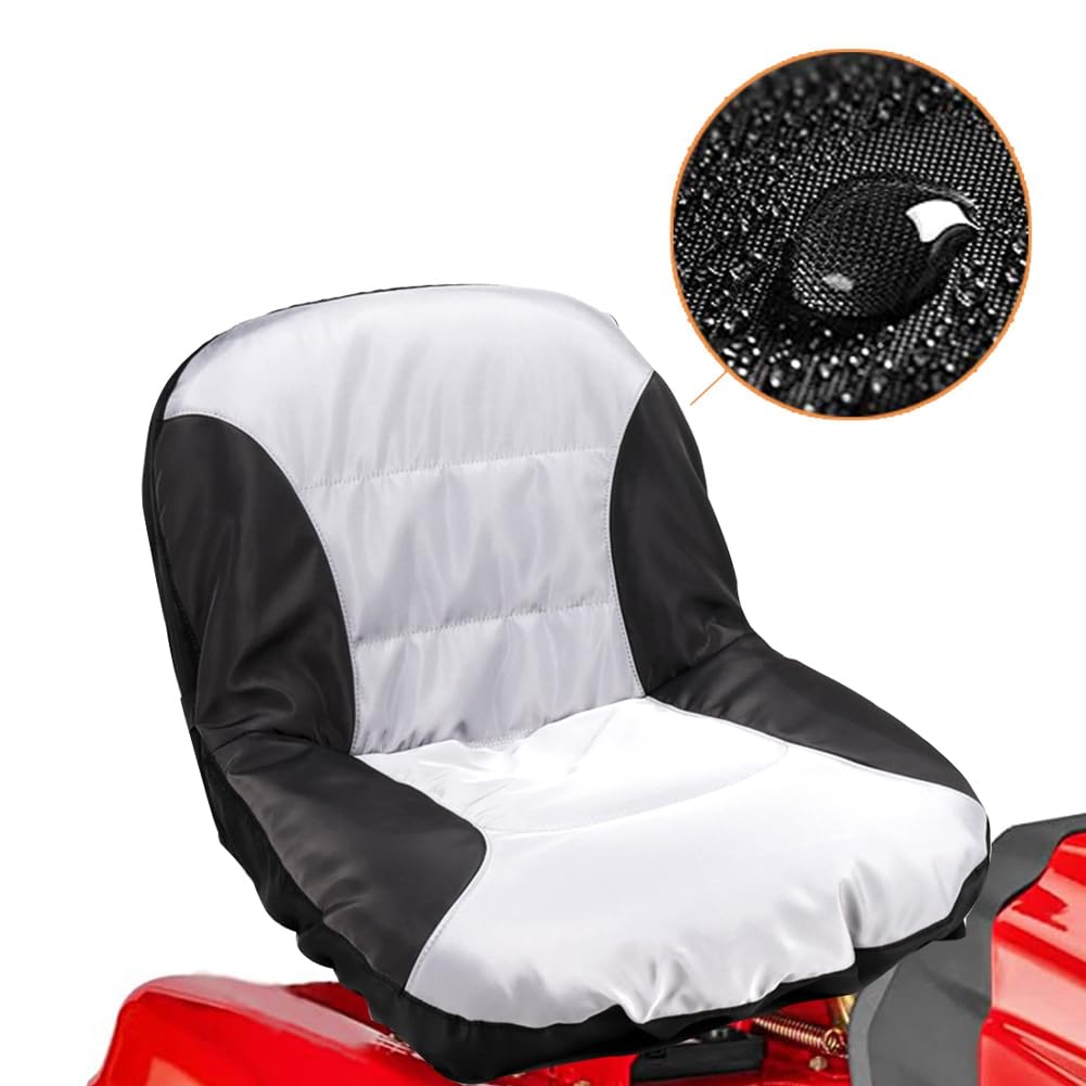KJKVIVH Universal Riding Lawn Mower Tractor Seats Cover Padded Comfort Pad Storage Pouch Lawn Mower Parts Accessories Black+Gray - Image 3