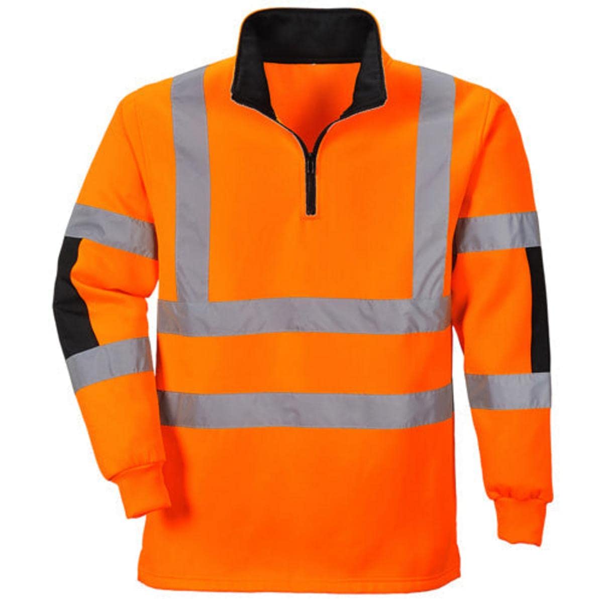 Portwest B308 Xenon Hi-Vis Rugby Shirt Long Sleeve Quarter Zip Orange | Orange, X Large, Reflective Tape, Quarter Zip, Long Sleeve, High Visibility, Rail, Highway, Construction-image-47