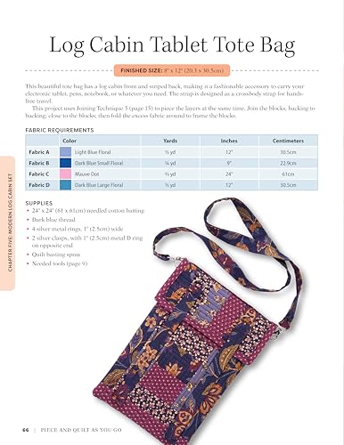 Image of Piece and Quilt as You Go: Techniques, Tips, and 24 Modern Designs Simplified (Landauer) Beginner's Guide with Step-by-Step Projects for Quilts, Bags, Scarves, and Potholders
