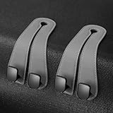 JOJOY LUX 2025 Automotive Seat Back Hooks,Leather Car Seat Hooks,Dual Headrest Organizer Hangers for Purses, Bags & Phones, 2 in 1 Car Headrest Hidden Hook for Tidy Organization,Pack of 2(Dark Gray)