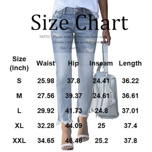 Cropped Jeans for Women High Waist Straight Leg Distressed Denim Pants Stretch Raw Hem Ripped Jeans with Pockets4