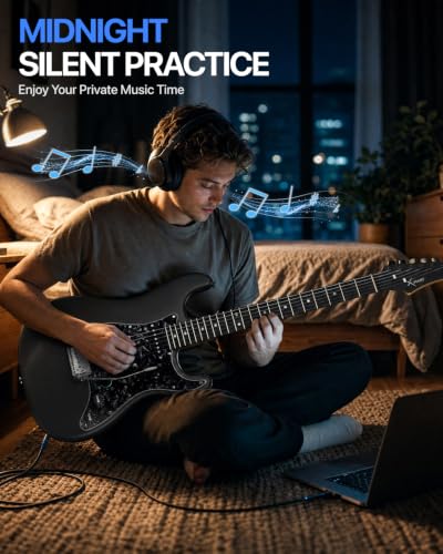 Image of ENYA XMARI Smart Beginner Electric Guitar Kit with amp, Built-in Effects | Carbon Fiber Body,USB-C Recording,Headphone Output, AMP,39 inch Complete Kit with Gig Bag,App Control,Ideal for Silent Practice