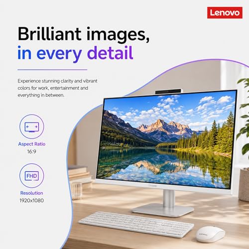 Image of Lenovo IdeaCentre 24 inch High Performance All-in-One Desktop Computer • 8-core Intel Core i3 Processor • 32GB RAM • 1TB SSD • Office 365 for The Web • Wireless KB&Mouse • Wireless Charging Base • Win 11