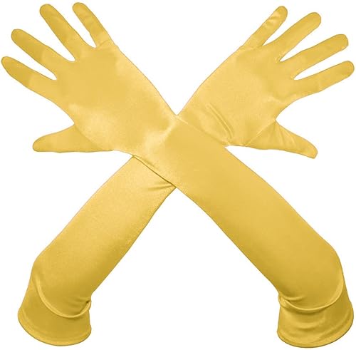 Aniler Disfraz unisex de la ópera de los años 20, para fiesta de Halloween, color sólido, guantes de 20 pulgadas de longitud al codo