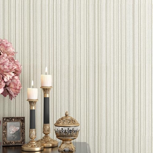 HelloWall Beige Grasscloth Wallpaper Peel and Stick Faux Grass Cloth Contact Paper Wall Paper Textured Linen Wallpaper Fabric Removable Self-Adhesive for Bedroom Wall Coverings Home Decor 17.7