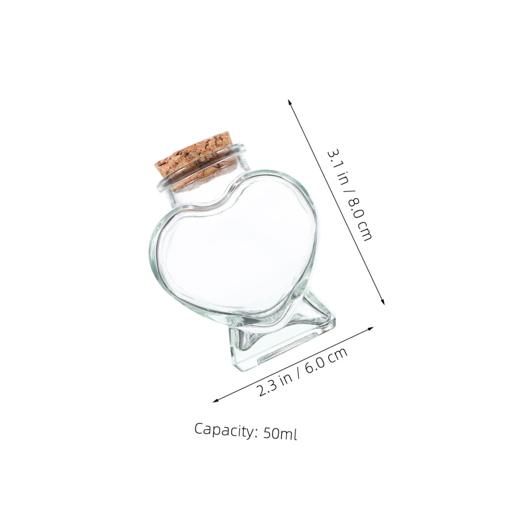 Zerodeko 8 Pezzi Mini Bottiglie in Vetro Forma di Cuore Tappo in Sughero Barattoli Trasparenti Decorativi per Caramelle Messaggi e Progetti Fai da Te