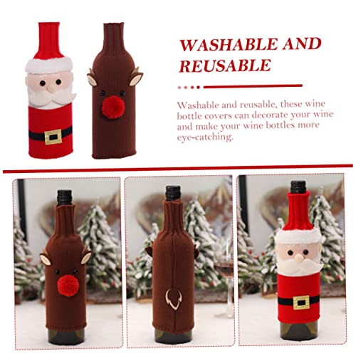 Cubiertas de botellas de vino navideñas y adornos de Papá Noel para mesa 2