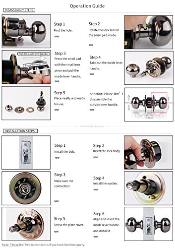 Ivoku Ball Privacy Interior Doorknob With 3 Keys And Deadbolt,Vintage Keyed Entry Door Knob With Lock Set, Security Door Lock Knob Handle For Bedroombathroom Study Classroom Storeroom (Red Copper) #TOP7