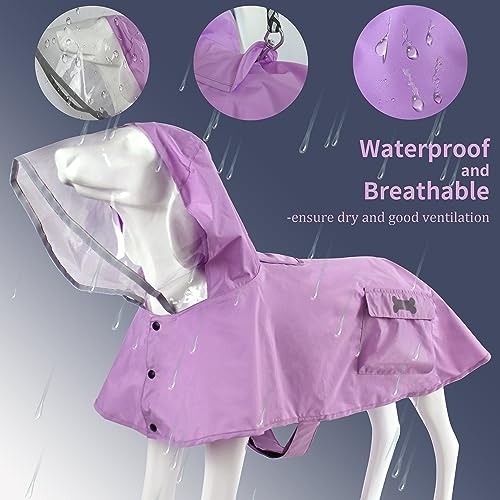 Waterproof Dog Raincoat Adjustable Reflective Lightweight Pet Rain Clothes with Poncho Hoodlarge Light Purple  Cucciolini Doodles Waterproof dog raincoat adjustable reflective lightweight pet rain clothes with poncho hoodlarge light purple   cucciolini doodles