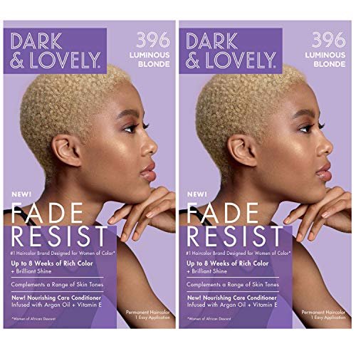 Permanent Hair Color by Dark and Lovely Fade Resist I Up to 100% Gray Coverage Hair Dye I Luminous Blonde 396 I SoftSheen-Carson I Packaging May Vary, pack of 2