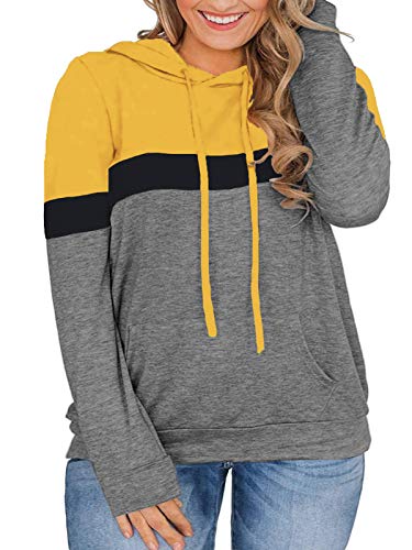 Vislily Plus Size Sweaters For Women 3X Long Sleeve Hoodie Casual Sweatshirts Yellow 22W #TOP2