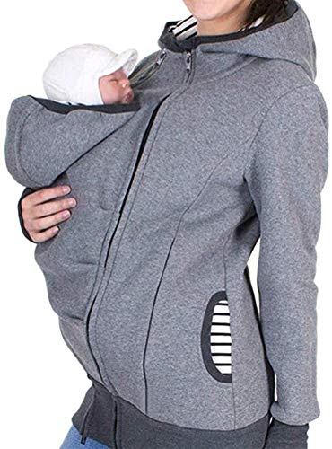 Image of OIzjjzsJS Kangaroo Hoodie Coat for Mom and Baby Maternity Coat Jacket Sweatshirts (Grey,Medium)