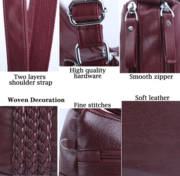 Image of ELDA 10 Pockets Crossbody Purse for Women Medium Pocketbooks Ladies Soft PU Leather Shoulder Bag Ladies Top Handle Satchel