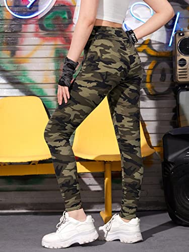 WDIRARA Girl's Camo Print Athletic Leggings Dance Running Yoga Knitted Pants2