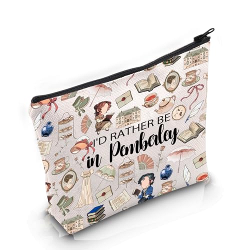 PYOUL Romance Novel Inspired Gift I’d Rather Be in Pemberley Makeup Bag Benneth and Darcy Fan Cosmetic Bag Bookish Gift (Be in Pemberley Bag)