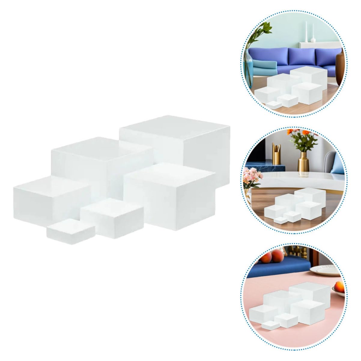 Zerodeko Soportes para Cupcakes y Postres Blancos en Forma de Cubo 6 Piezas, Elevadores de Exhibición de Plexiglás, para Buffet y Mesa de Dulces, Adecuado para Fiestas y Eventos en Casa