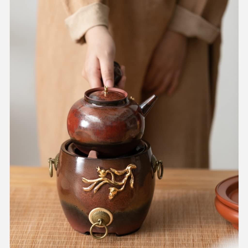Tea Kettle Stovetop Colored Gold Engraving Soaking Teapot Red Kiln Variable Burning Tea Tea Set Household Craft Teapot Tea Pots for Stove Top Teapots (Color : B, Size : 700) (B 700) (A 700)