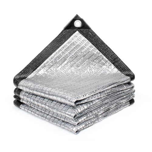 Cool Area 85% Aluminum Sun Shade Cloth 10x12FT Reflective Silver Tarp Fabric with Grommets for Greenhouse Car Garden Patio Kennel