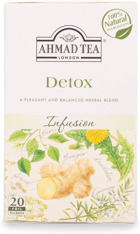 Detox Tea | Fruit & Herbal Infusion | Ginger, Dandelion, Nettle, Peppermint, Fennel, Birch leaves - 20 Teabag Sachets