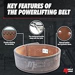 Leder Powerlifting Gürtel mit Stahlschnalle - Gewichthebergürtel für Powerlifting, Weightlifting Belt for Bodybuilding, Krafttraining, Größe S/M/L – Bild 3