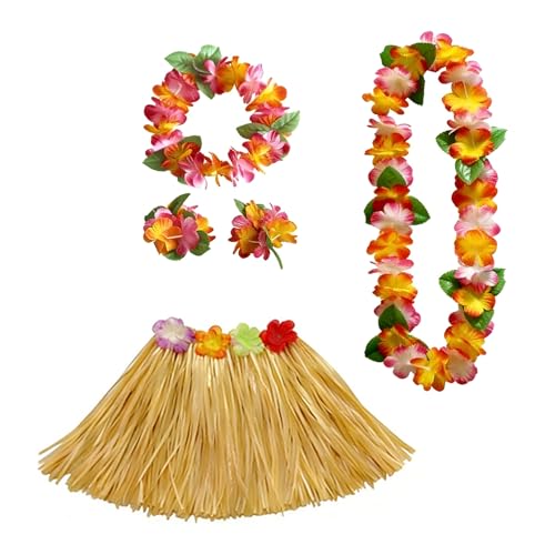 5 Pcs Hawaiian Fancy Dress Women Grass Skirt Hawaiian Outfits for Women