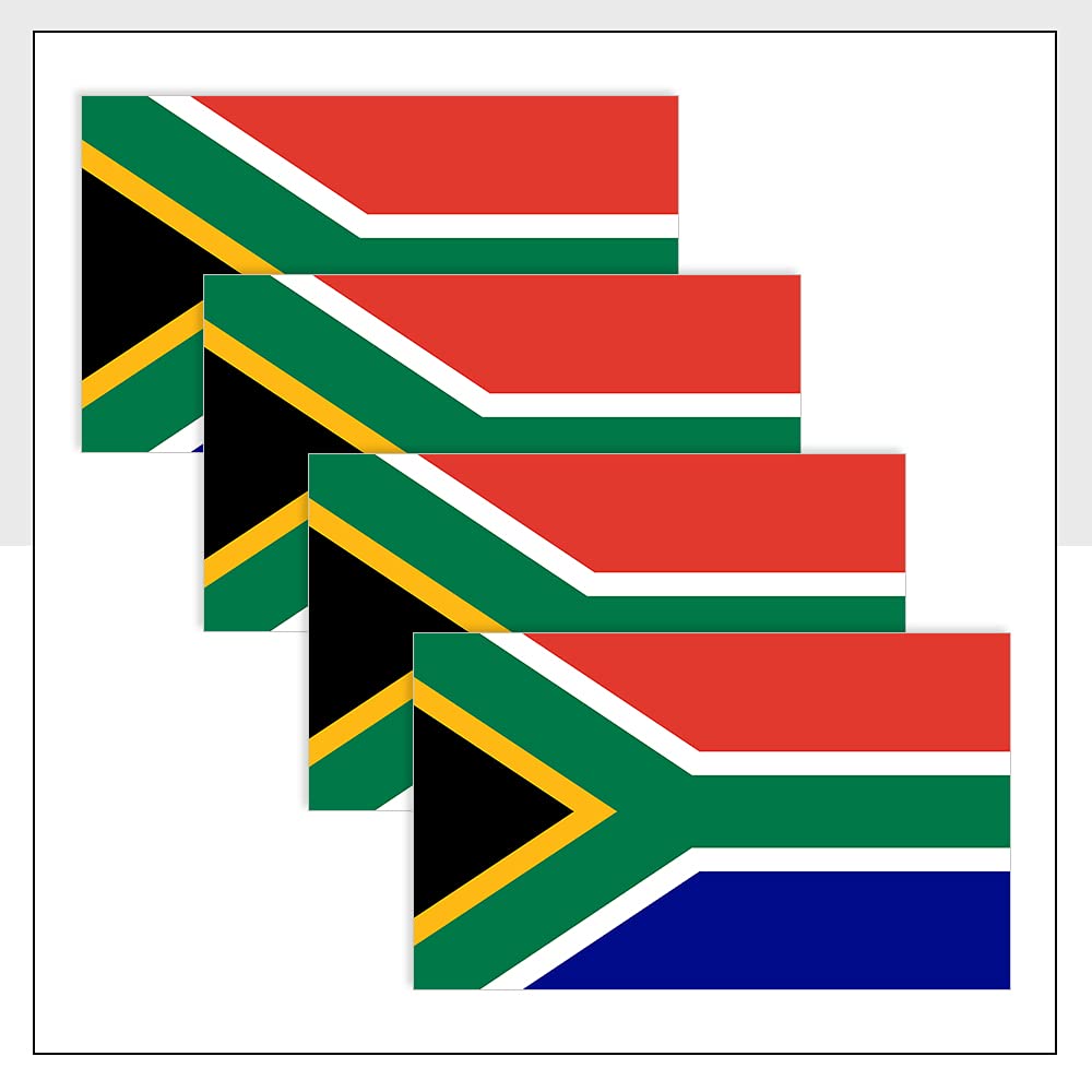 Pack of 4 Laptop Sticker (75 x 50 mm) South African Flag Sticker Self Adhesive Vinyl Sticker for Laptops, Helmets & Widnows Packwith®